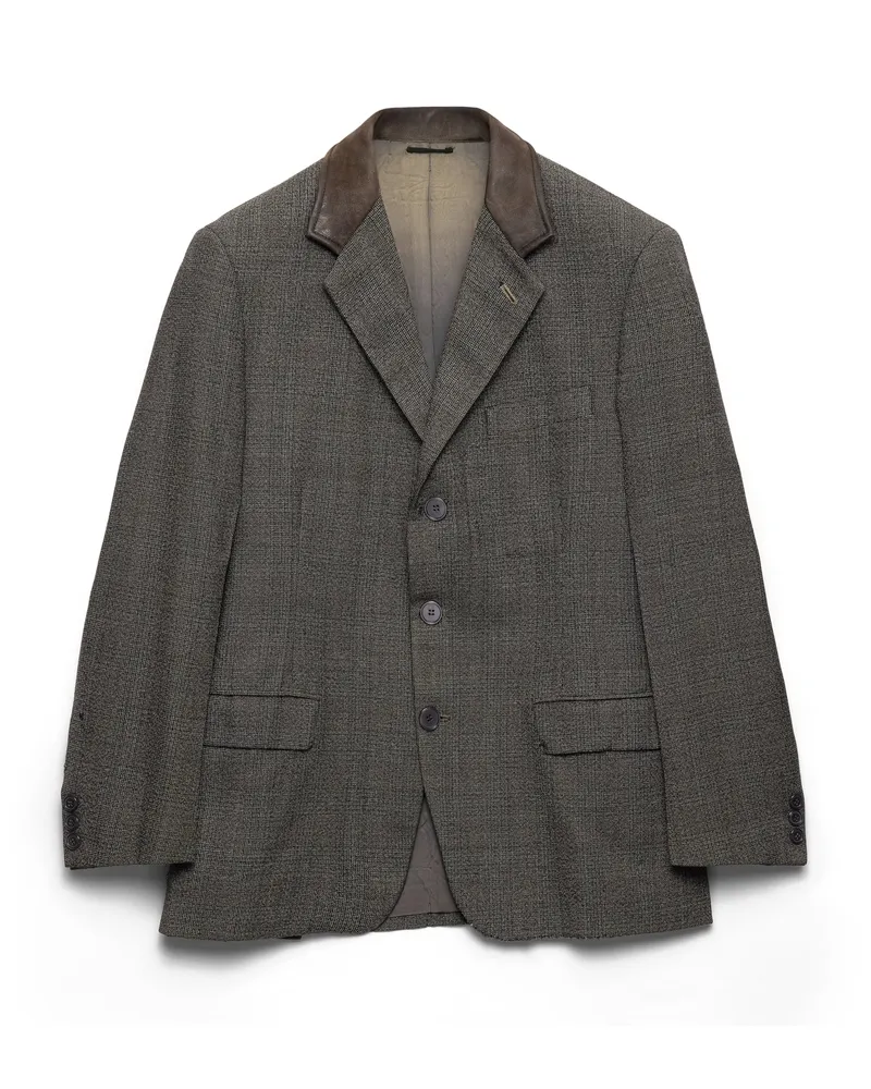 Prada Einreihige Jacke Aus Wolle, Herren, Anthrazitgrau, Größe Anthrazitgrau