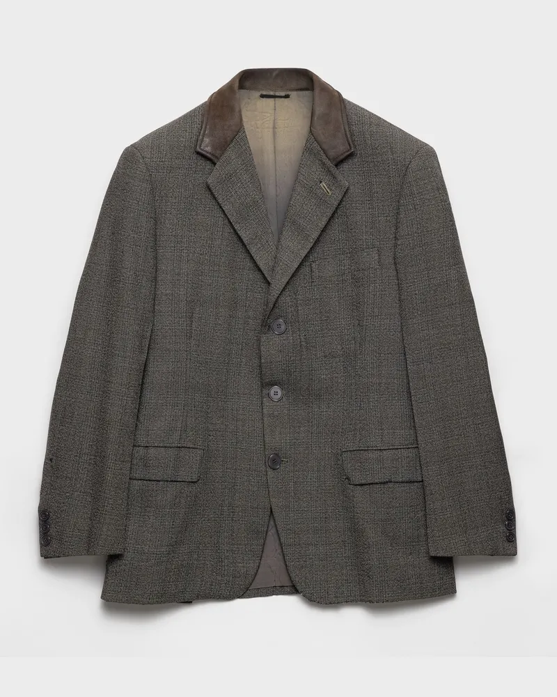 Prada Einreihige Jacke aus Wolle Anthrazitgrau