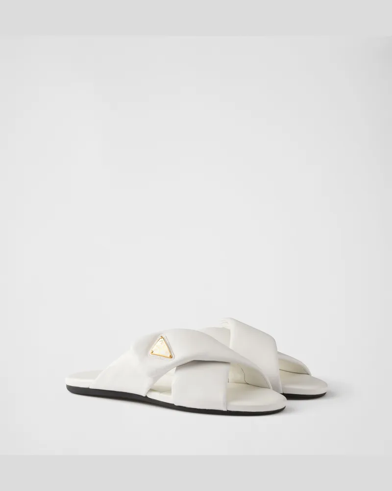 Prada Pantoletten aus gepolstertem Nappa-Leder Weiss