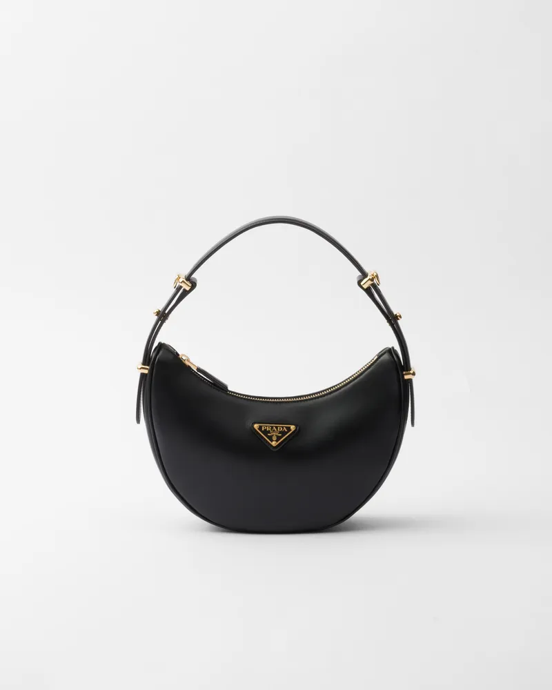 Prada Kleine  Arqué Schultertasche Aus Leder, Damen, Schwarz Schwarz