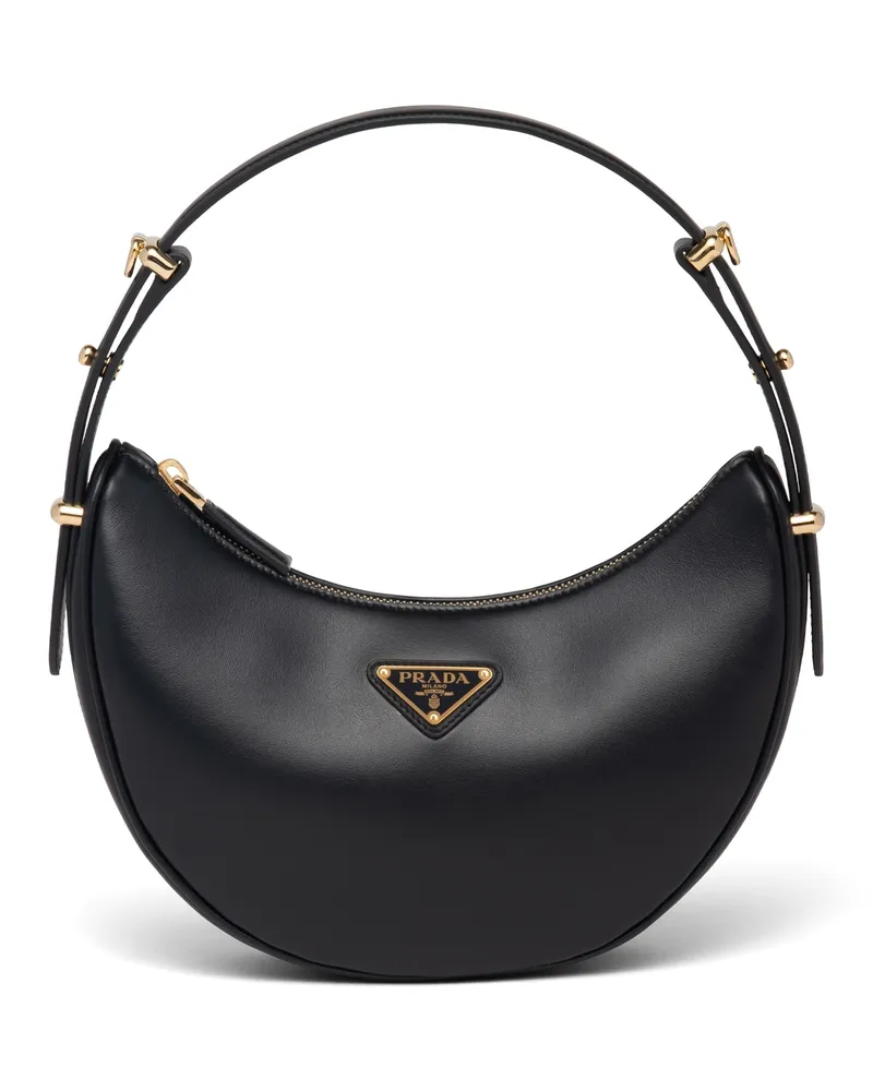 Prada Kleine  Arqué Schultertasche Aus Leder, Damen, Schwarz Schwarz