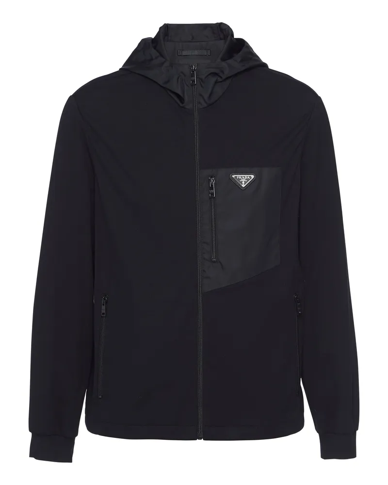 Prada Strickjacke Aus Technischer Baumwolle Und Re-nylon, Herren, Schwarz, Größe Schwarz