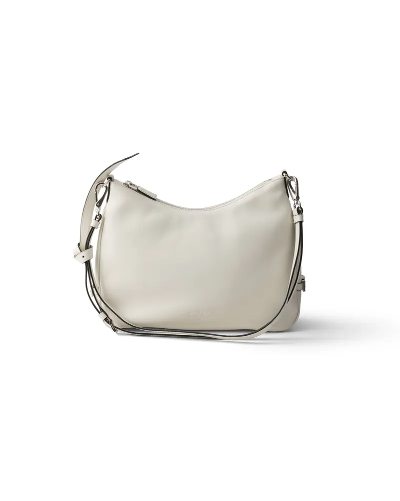 Prada Fold Minitasche Aus Leder, Damen, Weiss Weiss