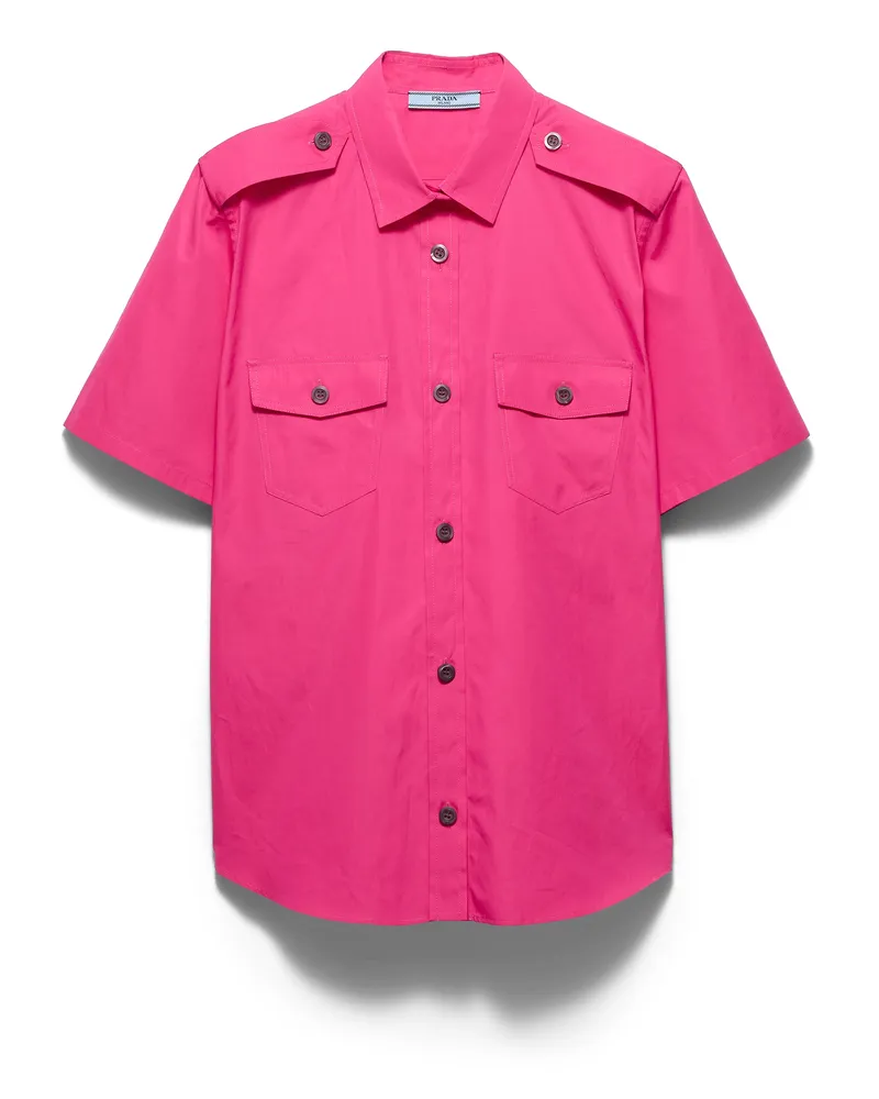 Prada Hemd Aus Baumwolle In Popelinegewebe, Damen, Fuchsia, Größe Fuchsia