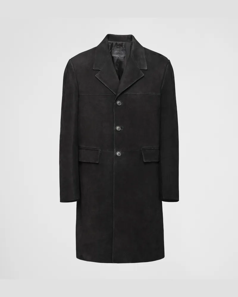 Prada Mantel aus Wildleder Schwarz