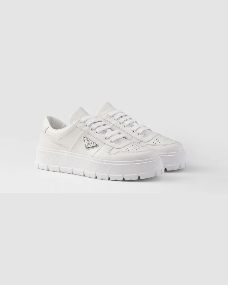 Prada Sneaker Aus Leder, Herren, Weiss, Größe 9 Weiss