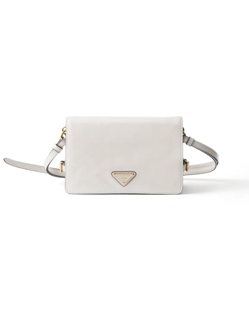 Prada Schultertasche Aus Leder, Damen, Weiss Weiss