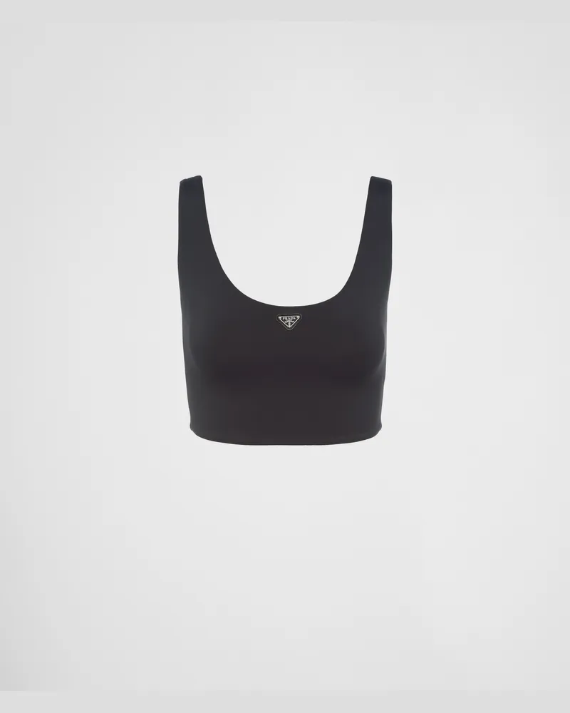 Prada Top aus Stretch-Jersey Schwarz