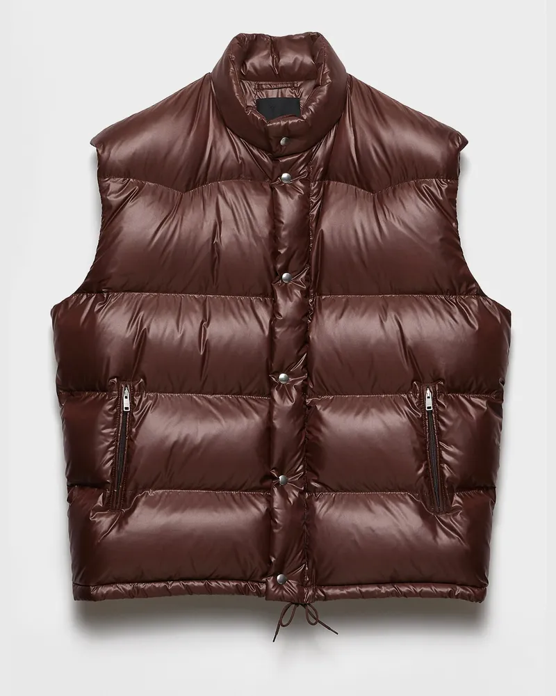 Prada Daunenweste aus Re-Nylon Kakaobraun