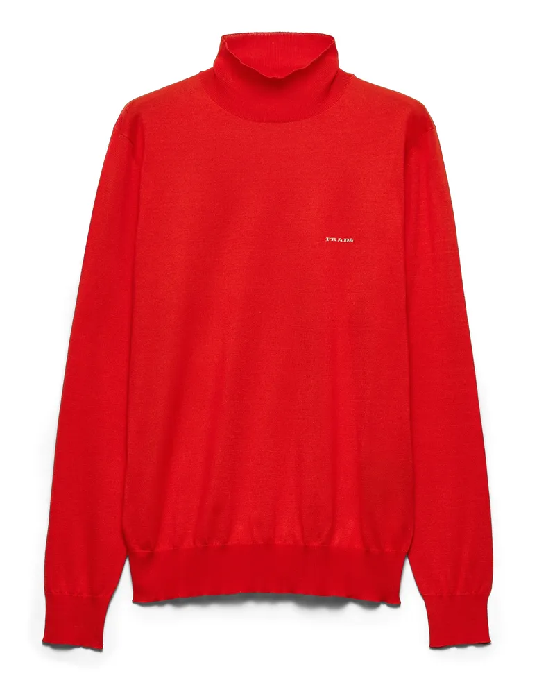 Prada Pullover Mit Schildkrötkragen Aus Baumwolle, Herren, Rot, Größe Rot