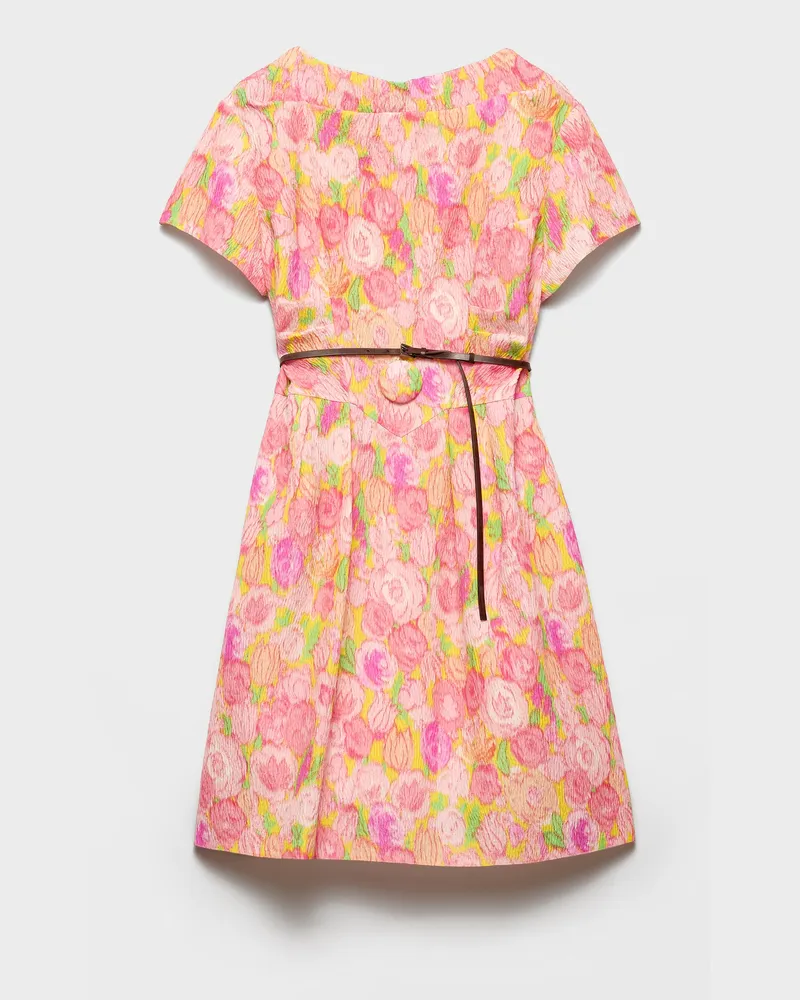 Prada Kleid aus Cloqué mit Blumenmuster Rosa