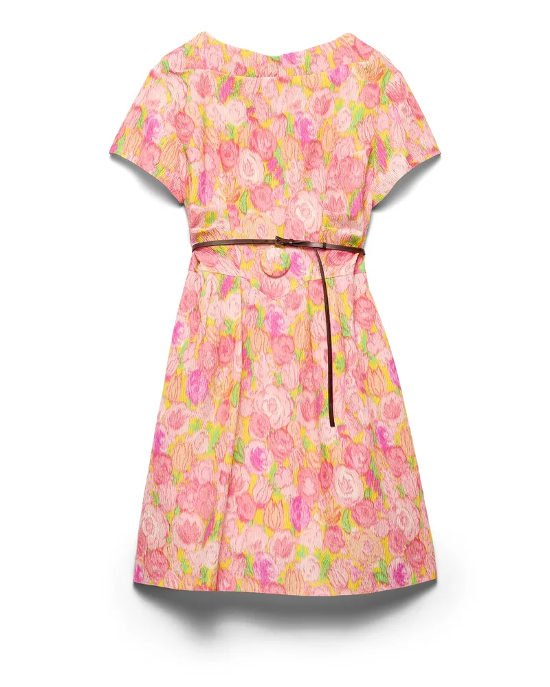 Prada Kleid Aus Cloqué Mit Blumenmuster, Damen, Rosa, Größe Rosa