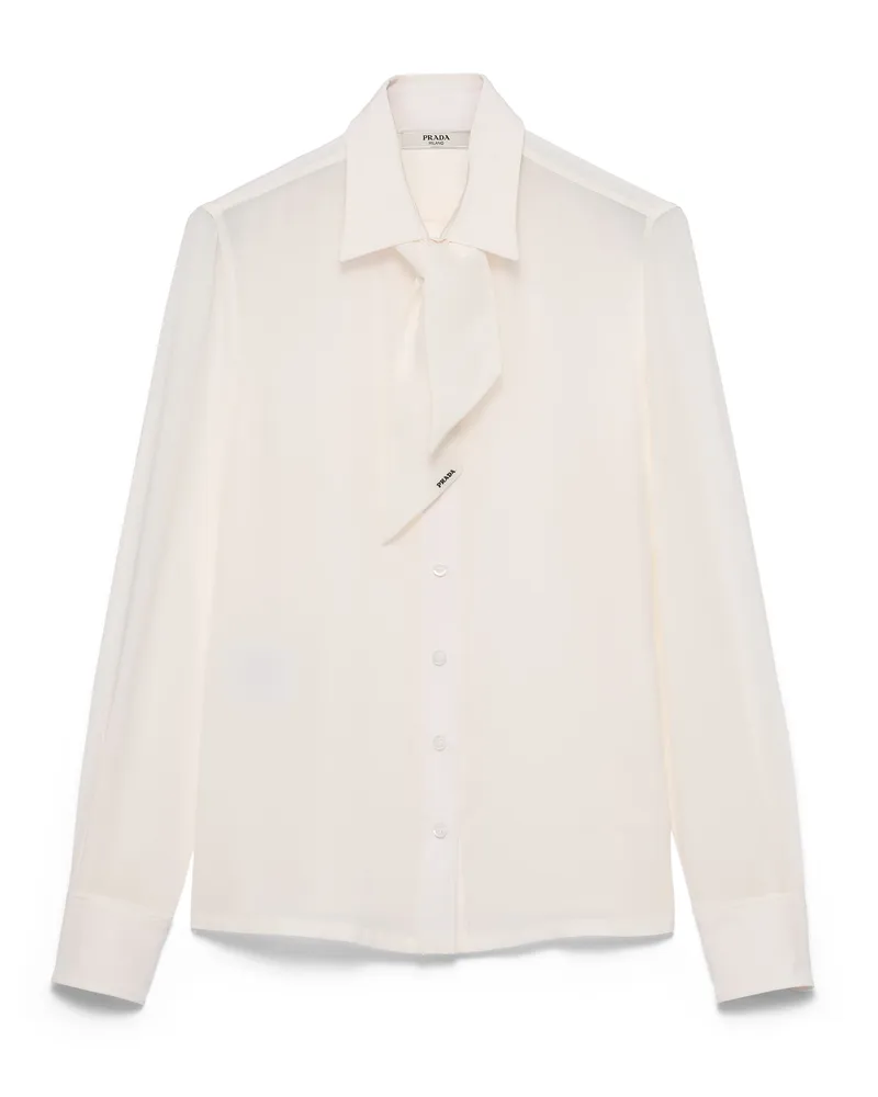 Prada Hemd Aus Crêpe De Chine, Damen, Elfenbein, Größe Elfenbein