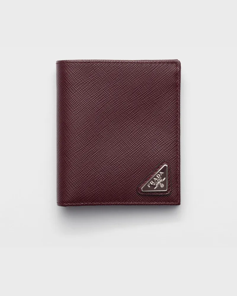 Prada Geldbörse aus Saffiano-Leder Burgunderrot