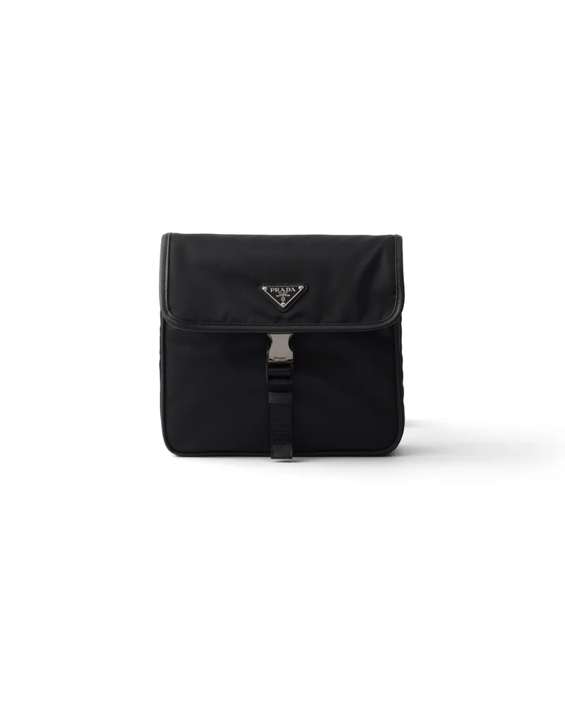 Prada Schultertasche Aus Re-nylon Und Saffiano-leder, Herren, Schwarz Schwarz