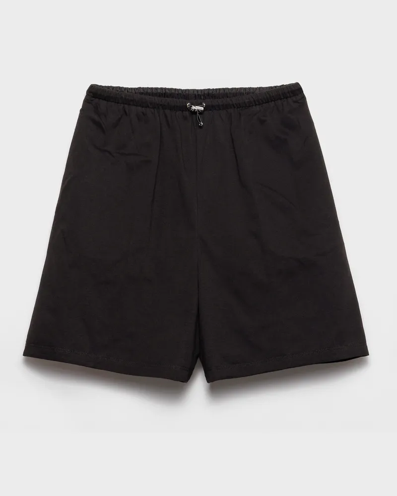 Prada Wendbare Shorts aus Baumwolljersey und Re-Nylon Schwarz