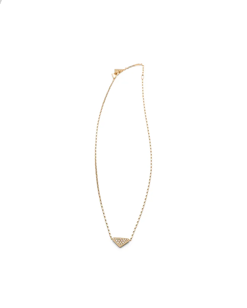 Prada Eternal Gold Halskette Mit Mikro-triangolo-anhänger Aus Gelbgold Mit Diamanten , Damen, Gold/weiß Gold