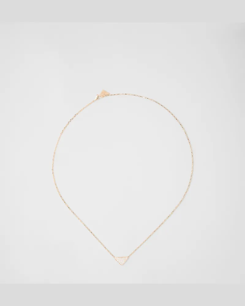 Prada Eternal Gold Halskette mit Mikro-Triangolo-Anhänger aus Gelbgold mit Diamanten Gold