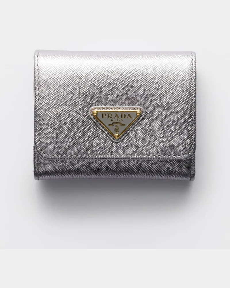 Prada Kleine Geldbörse aus Saffiano-Leder Chrom