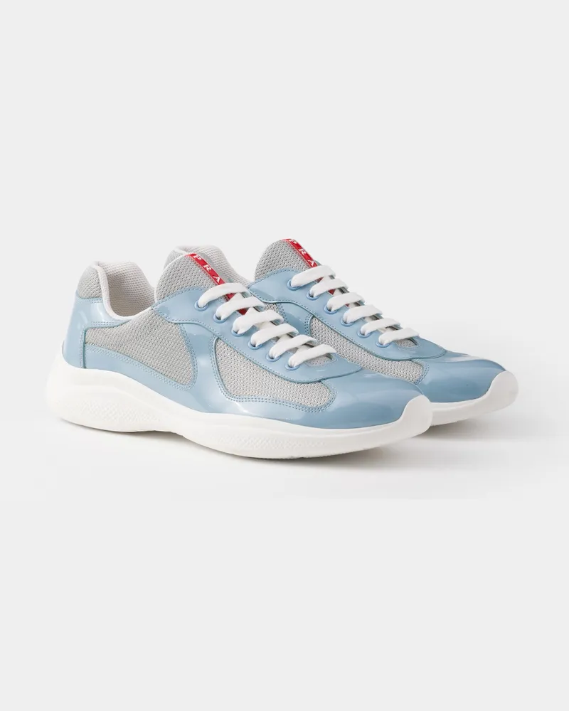 Prada America’s Cup Sneaker aus Lackleder und Funktionsgewebe Silber