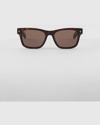 Prada Sonnenbrille mit ikonischer Plakette aus Metall Walnussbraune