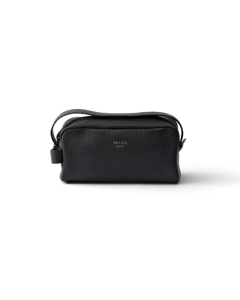 Prada Schultertasche Aus Nappa-leder, Herren, Schwarz Schwarz