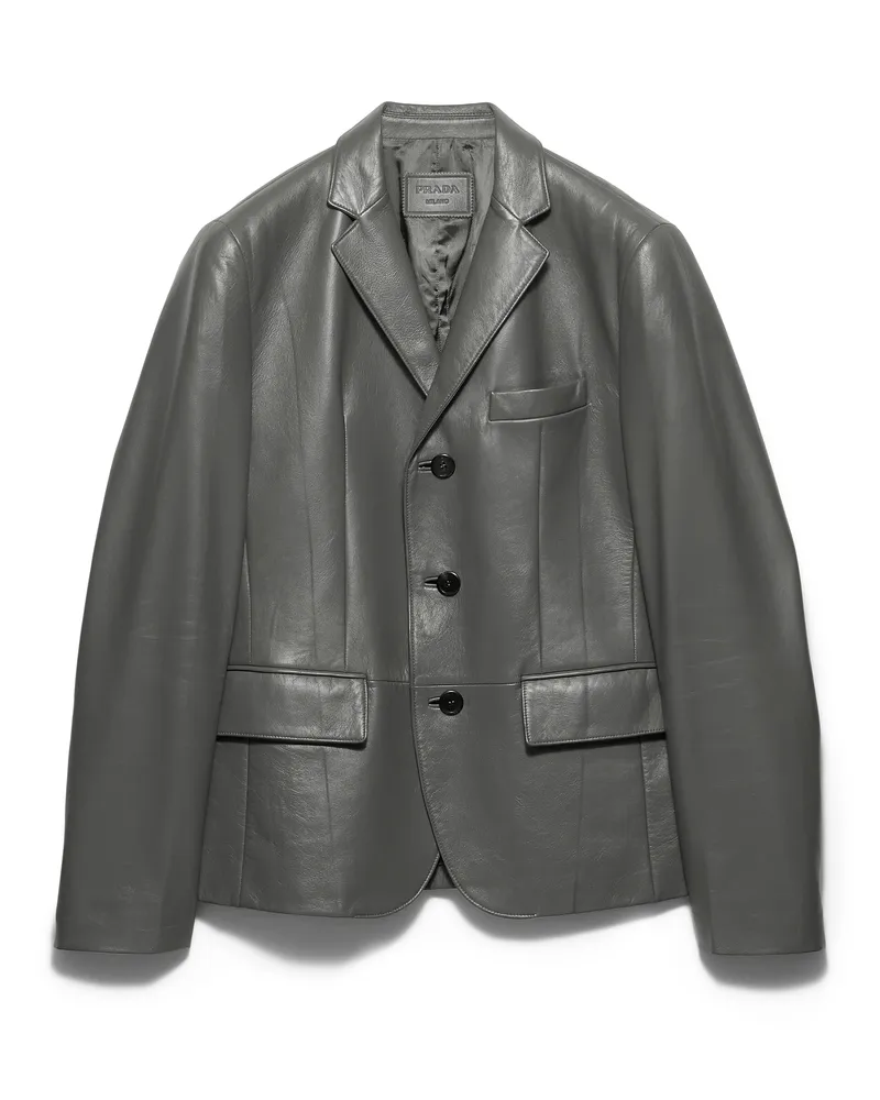 Prada Jacke Aus Nappa-leder, Herren, Grau, Größe Grau