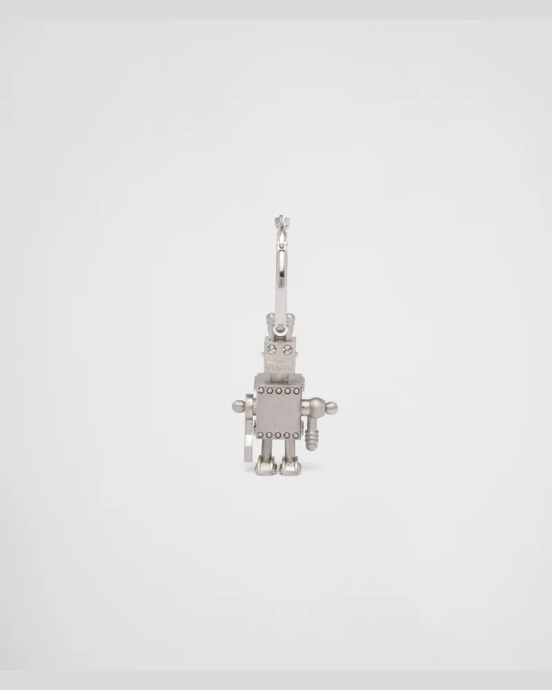 Prada Einzel-Ohrring mit Robot-Jewels-Anhänger Silber