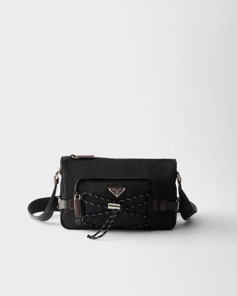 Prada Speedrock Schultertasche aus Re-Nylon und Leder Schwarz