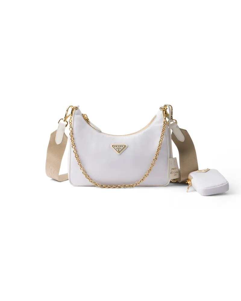 Prada Re-edition 2005 Tasche Aus Re-nylon, Damen, Weiss Weiss