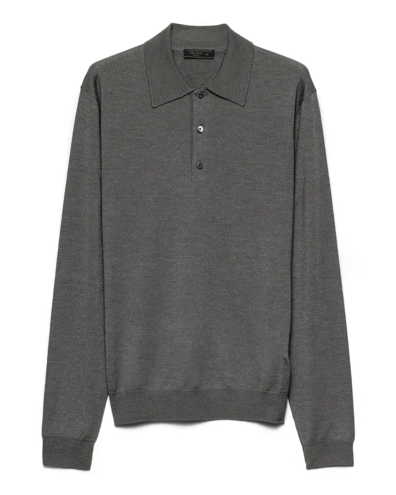 Prada Poloshirt Aus Kaschmir Und Seide, Herren, Schiefergrau, Größe Schiefergrau