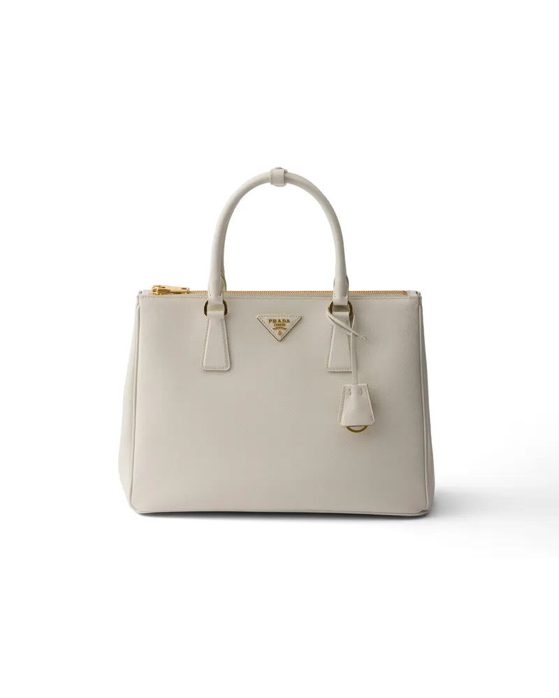 Prada Große  Galleria Tasche Aus Saffiano-leder, Damen, Kalkweiss Kalkweiss