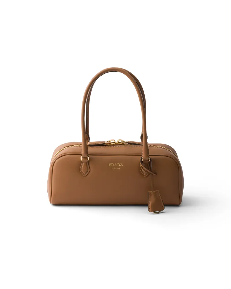 Prada Mittelgroße Henkeltasche Aus Leder, Damen, Karamell Karamell