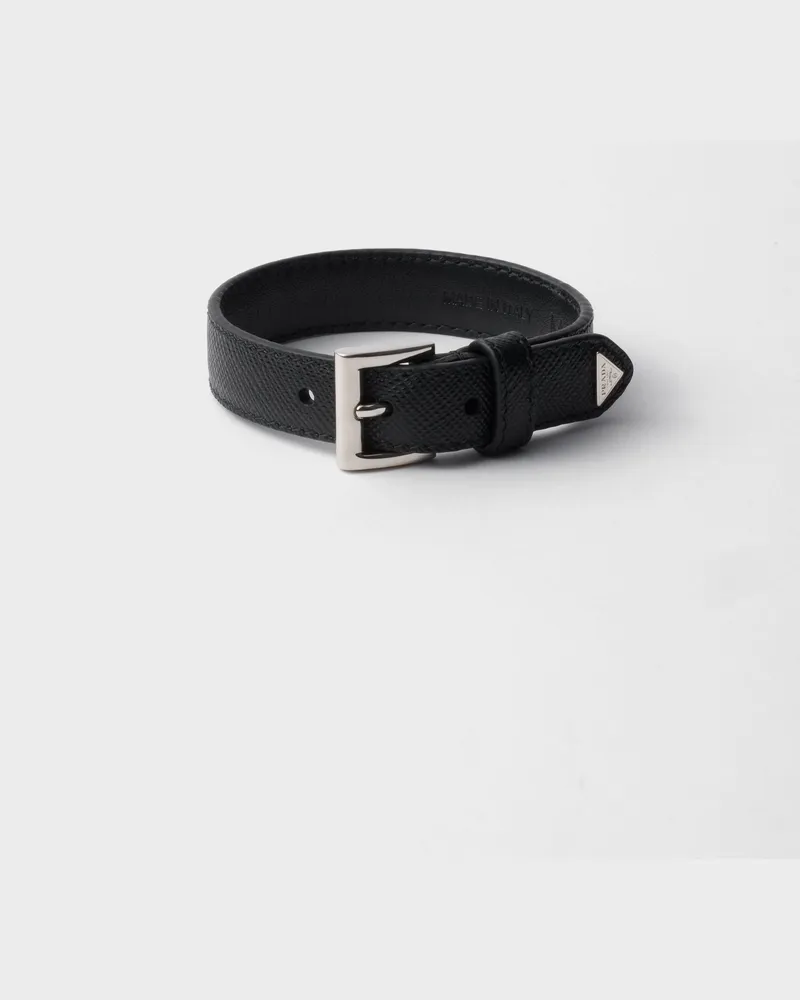 Prada Armband aus Saffiano-Leder Schwarz