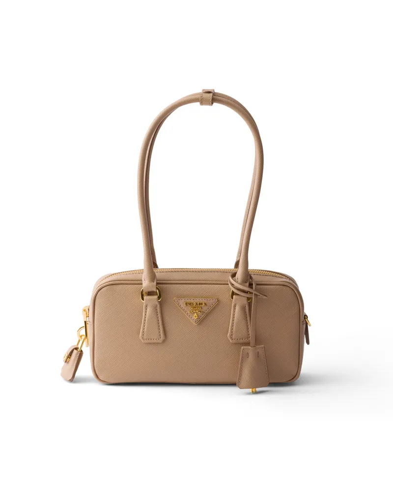 Prada Mini-bag Mit Tragegriff Aus Saffiano-leder, Damen, Cameo Cameo