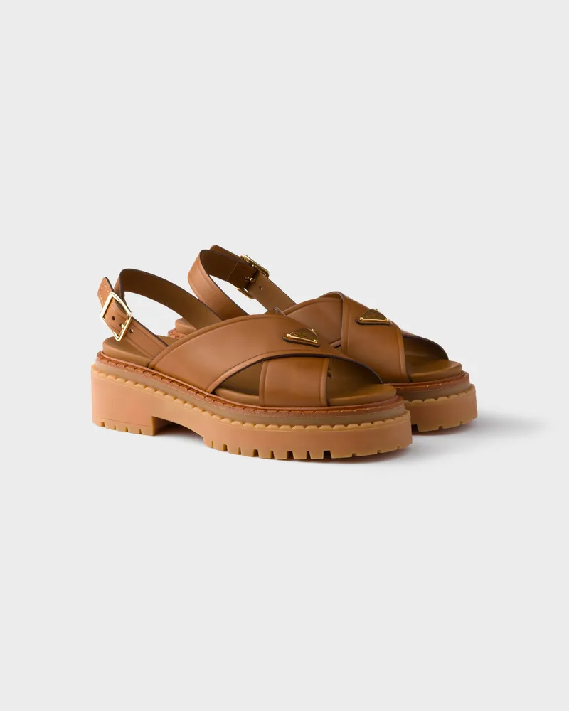Prada Sandalen aus Leder Hellbraun