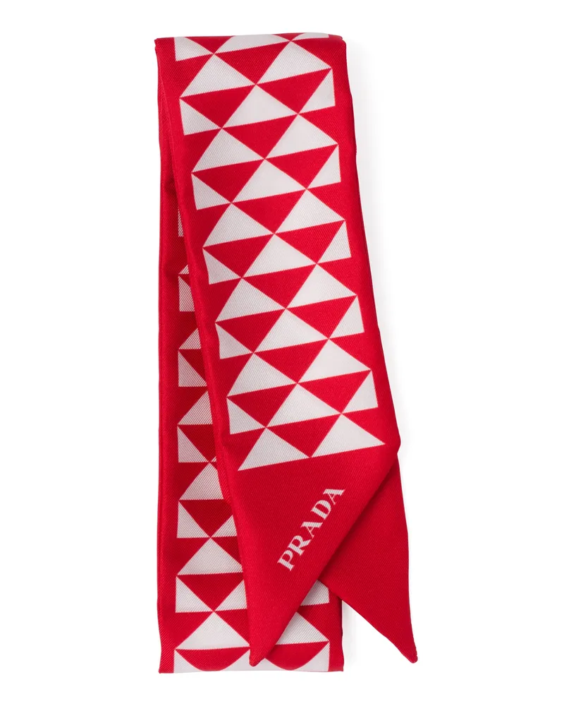 Prada Bedruckte Krawatte Aus Seide, Damen, Rot/weiss Rot