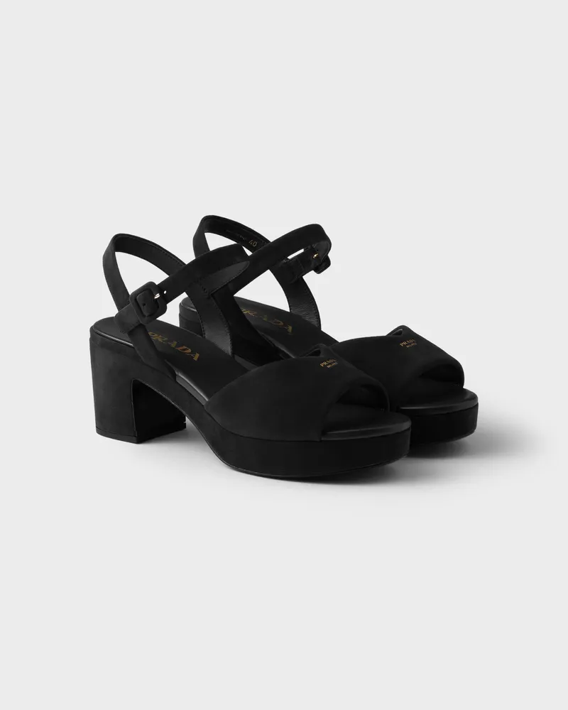 Prada Sandalen aus gepolstertem Wildleder Schwarz