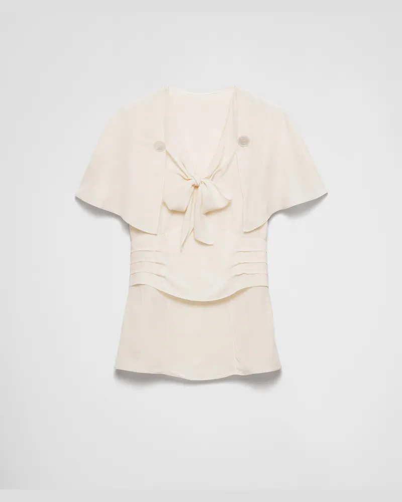 Prada Top aus Marocain Elfenbein