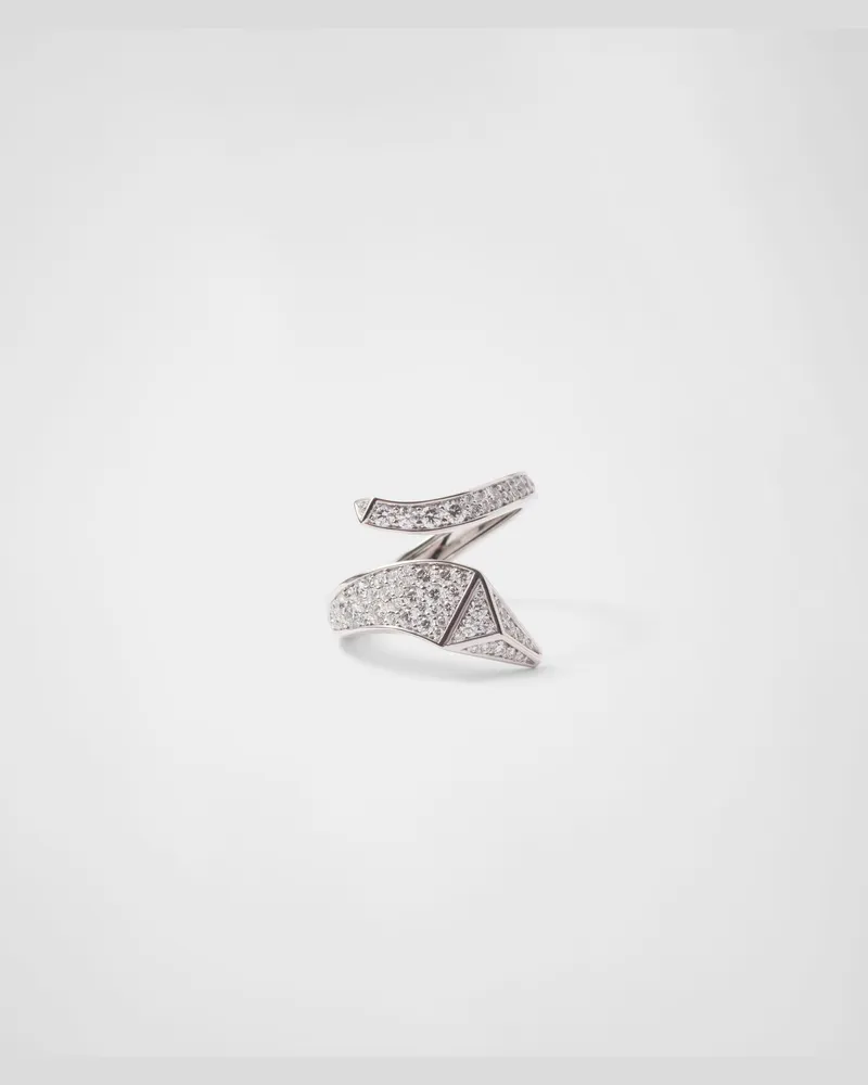 Prada Eternal Gold Mini-Schlangenring aus Weißgold mit Diamanten White