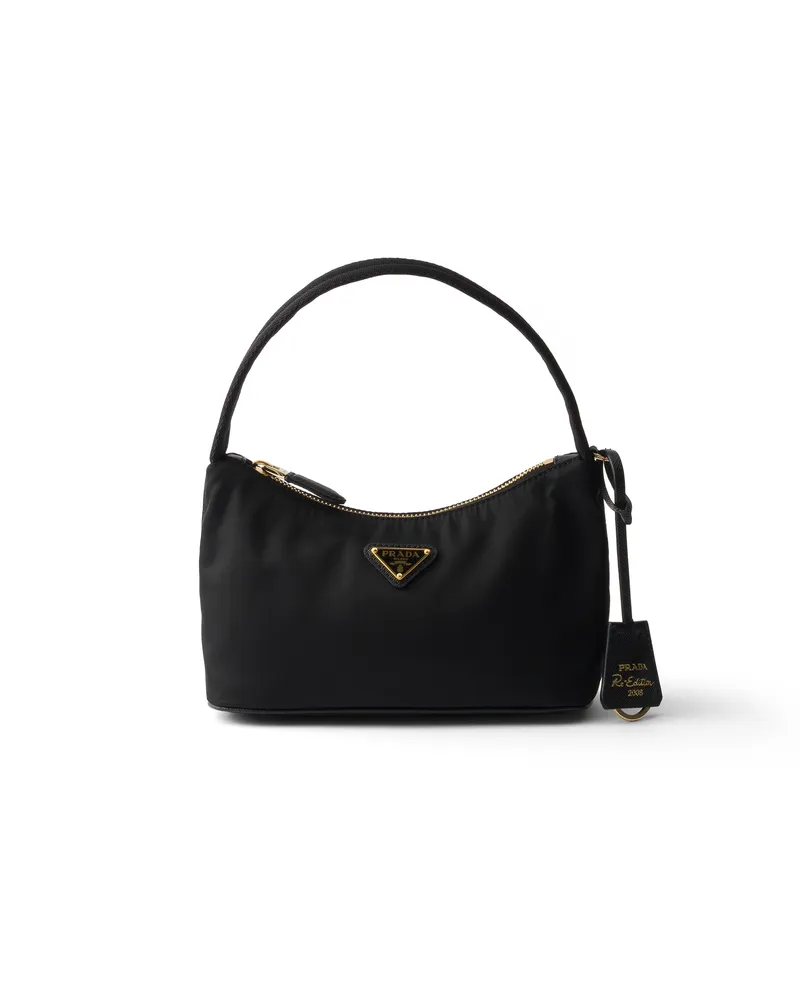 Prada Re-edition 2008 Mini Bag Aus Re-nylon, Damen, Schwarz Schwarz