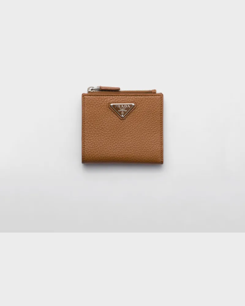 Prada Kleine Geldbörse aus Leder Cognac