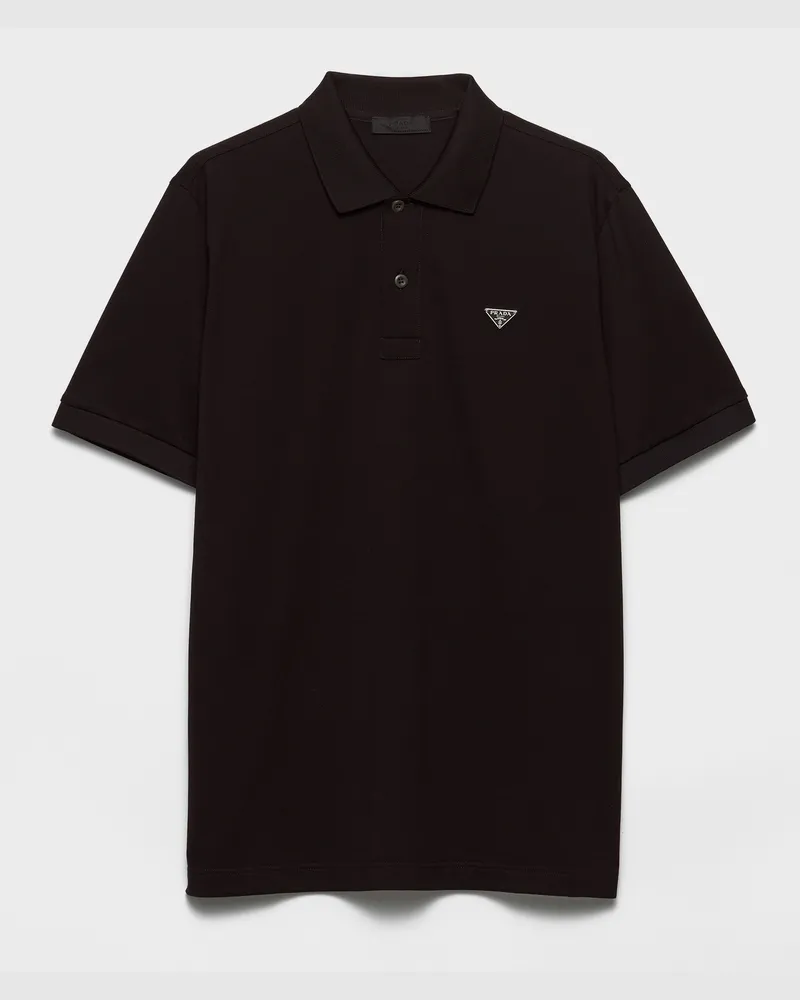Prada Poloshirt Aus Piqué, Herren, Schwarz, Größe Schwarz