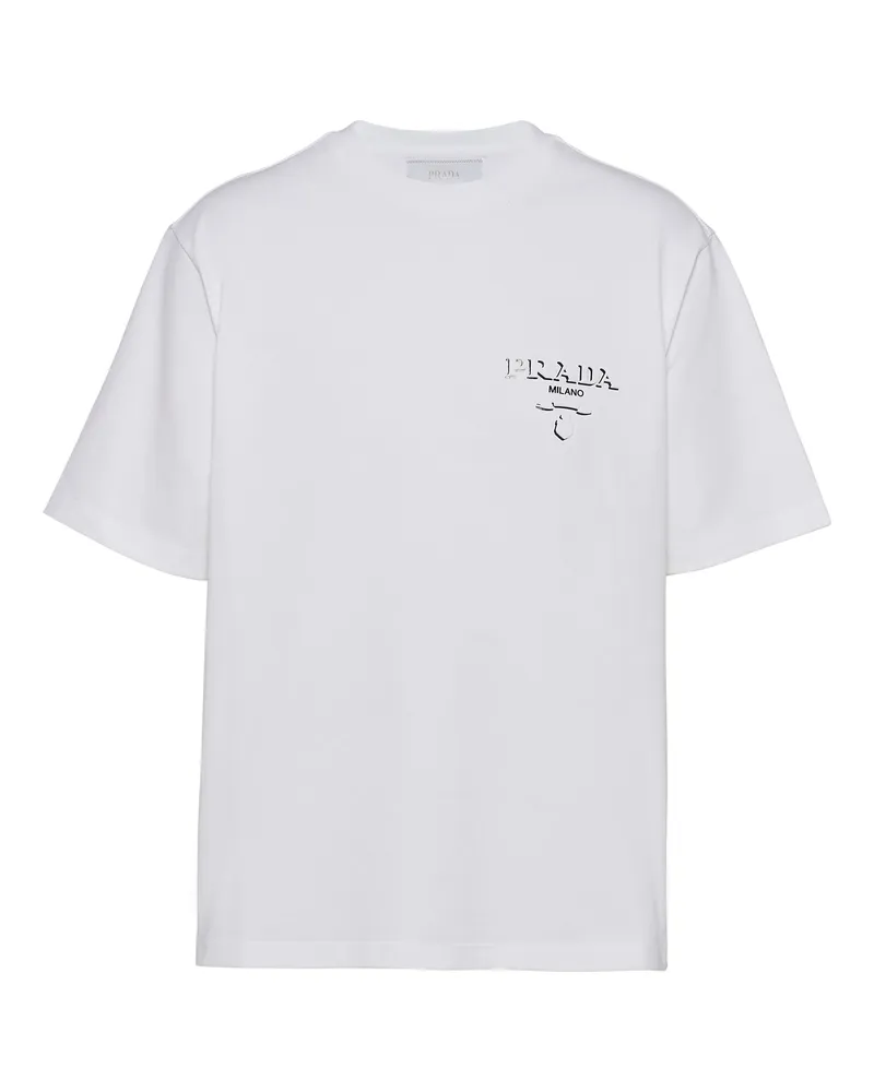 Prada T-shirt Aus Baumwolle, Herren, Weiss, Größe Weiss