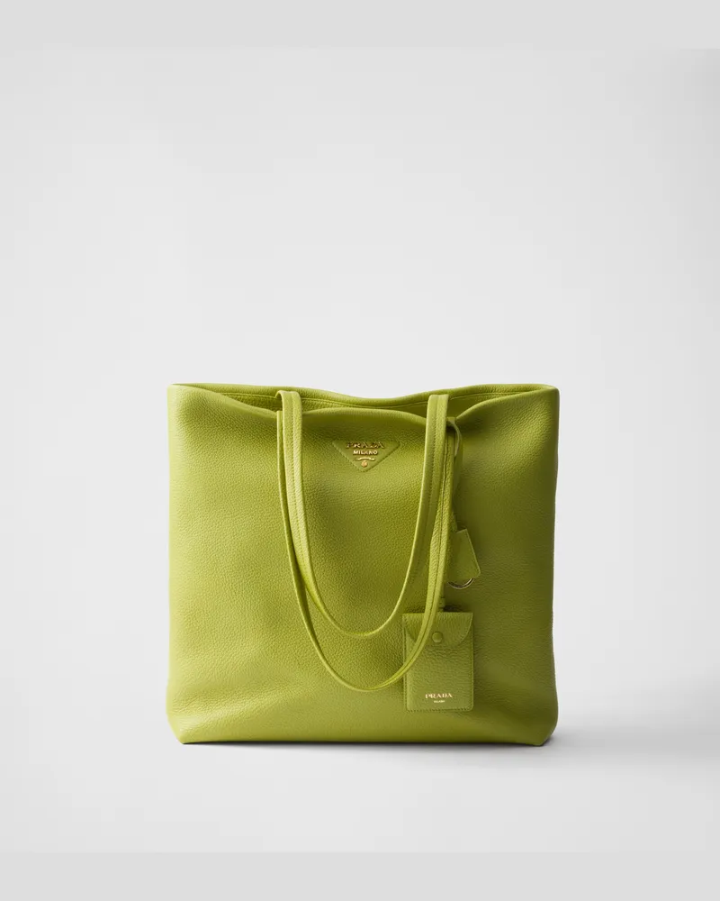 Prada Große Tote Bag aus Leder Wiesengrün
