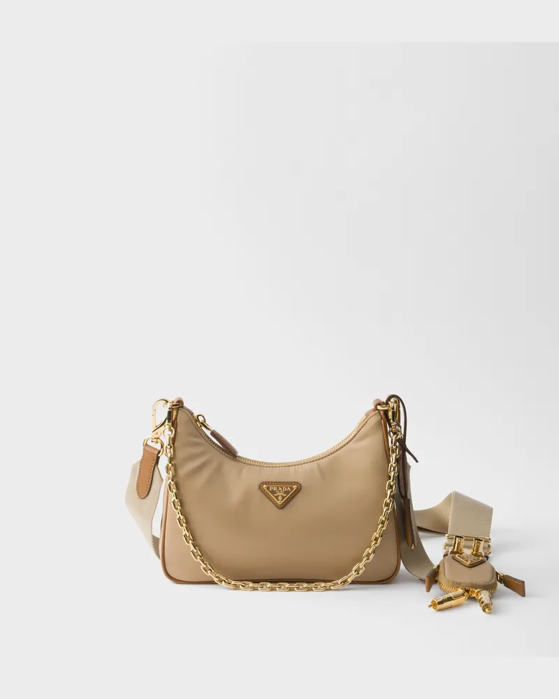 Prada Re-Edition 2005 Tasche aus Re-Nylon und Saffiano-Leder Camel