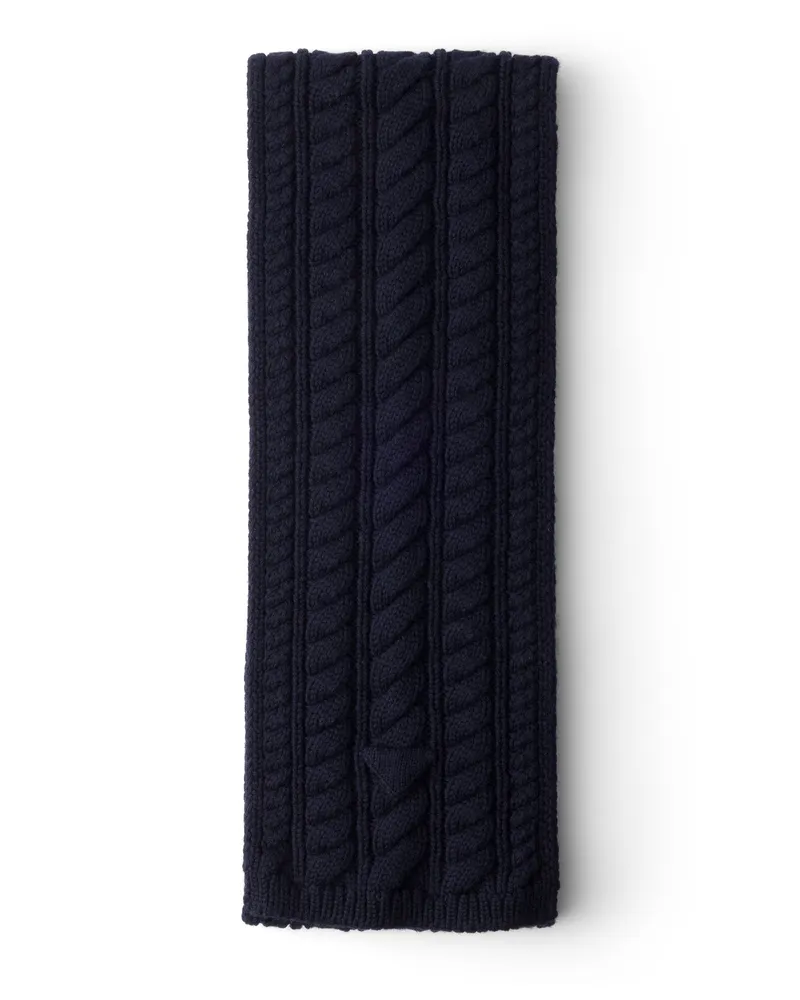Prada Schal Aus Wolle, Damen, Blau Blau