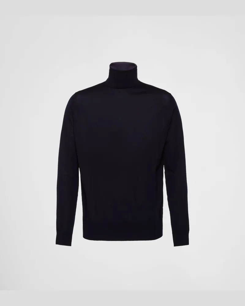 Prada Rollkragenpullover aus Wolle Blau