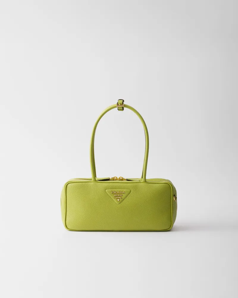 Prada Mittelgroße Henkeltasche aus Leder Wiesengrün