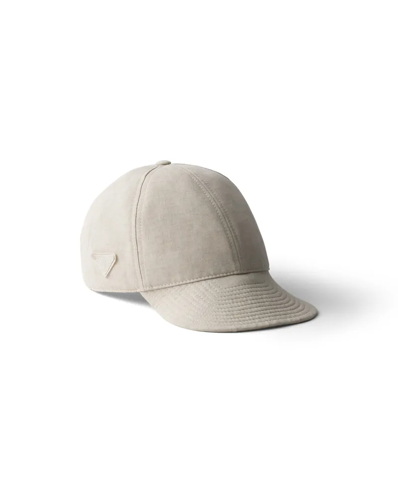 Prada Baseballkappe Aus Denim, Damen, Ecru, Größe Ecru